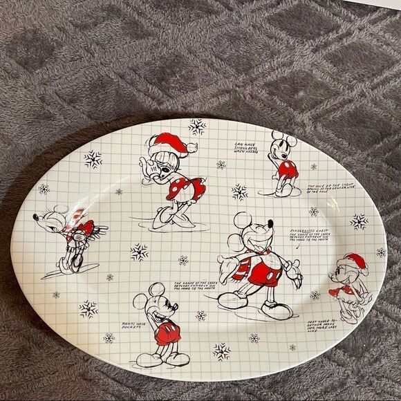 Disney Mickey & Minnie Mouse Sketchbook Christmas 4 piece Serving Set NWT - Picture 3 of 13